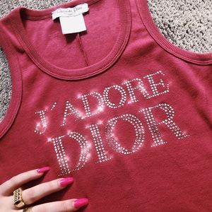 SOLD VINTAGE DIOR PINK DIAMANTÉ J’ADORE DIOR TANK